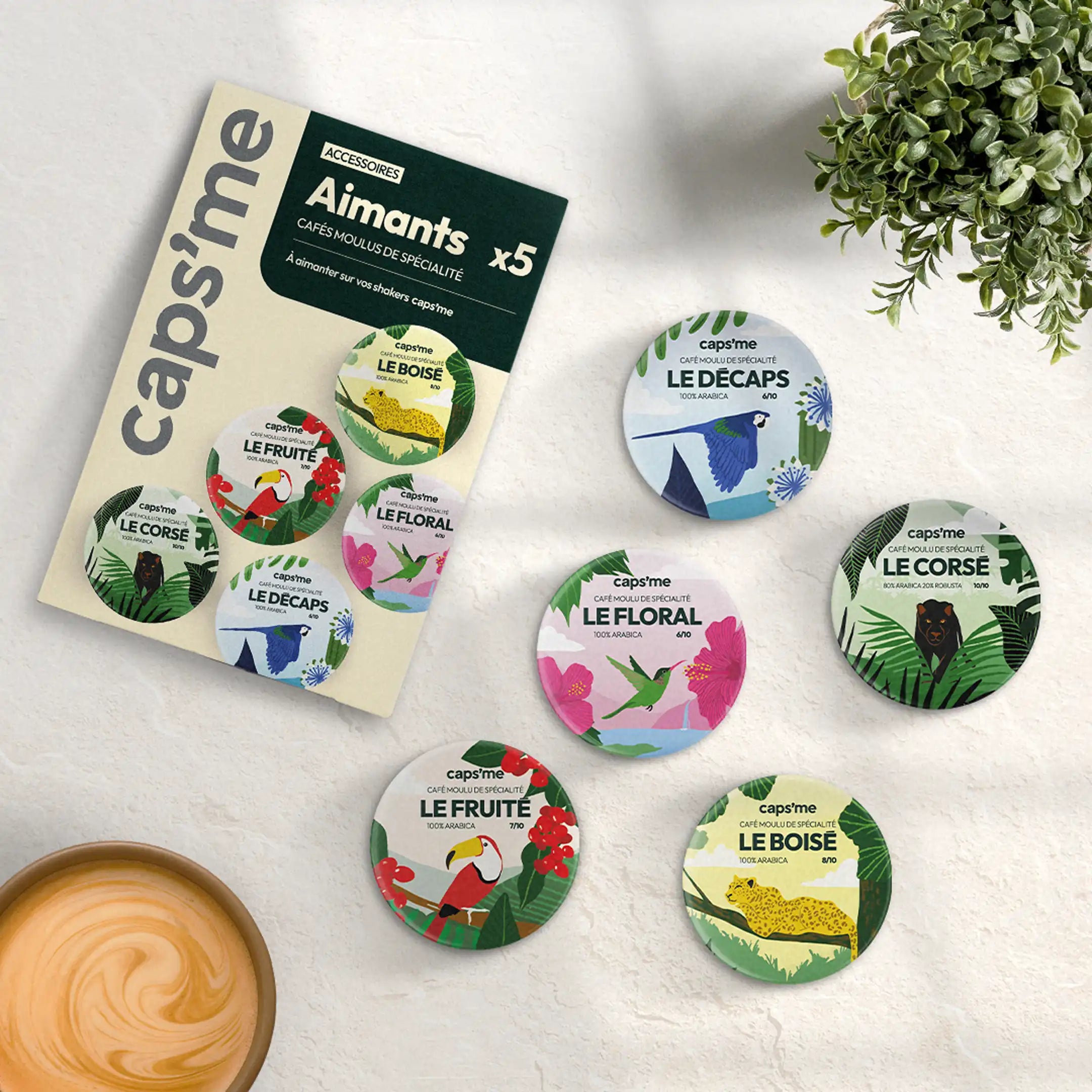 5 Aimants magnétiques de cafés de spécialité