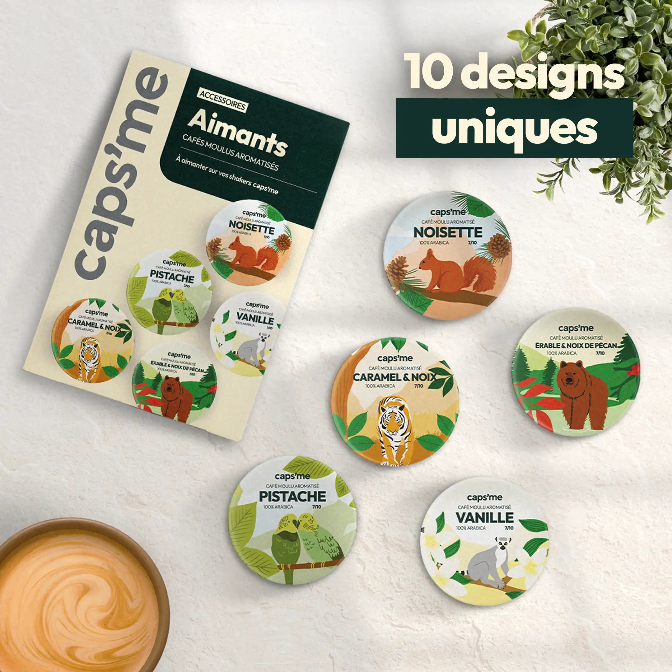 10 Aimants magnétiques de cafés de spécialité & aromatisés