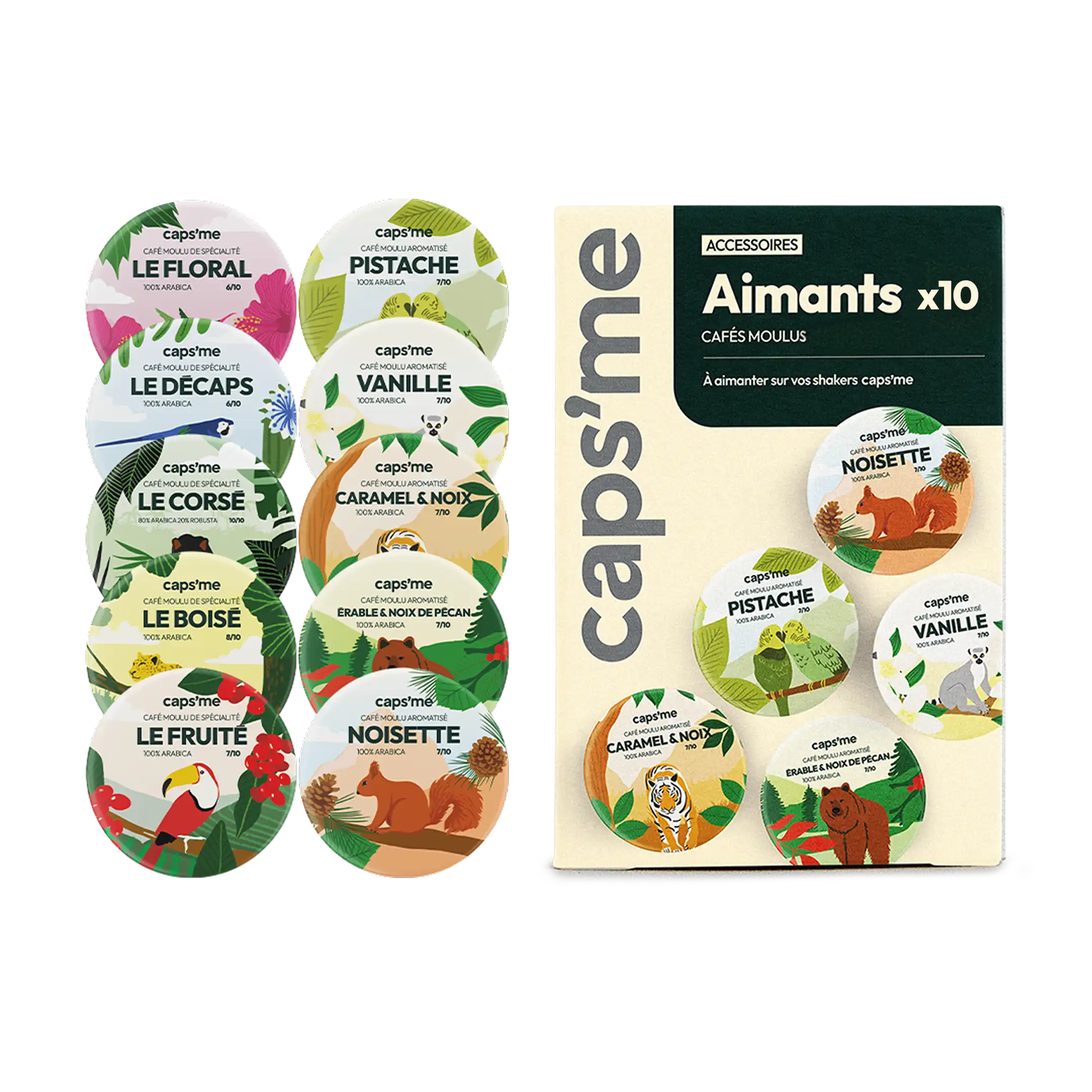 10 Aimants magnétiques de cafés de spécialité & aromatisés
